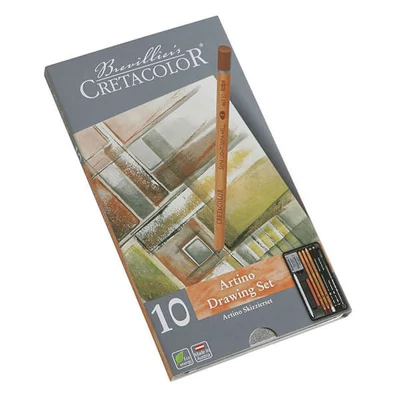 Set de desen și schiță  Cretacolor Artino, 10 bucati, cutie metalica