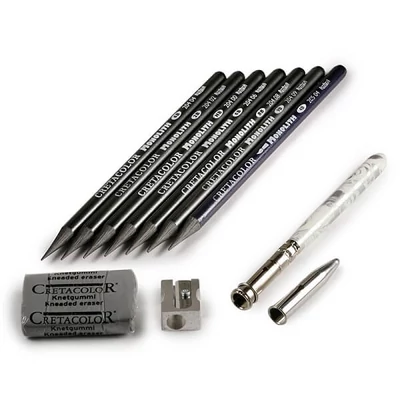 Cretacolor Monolith Graphite Set , set de desen grafit, 11 buc, în cutie metalică