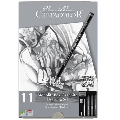 Set de desen din grafit Cretacolor Monolith Box, 11 piese, cutie metalică