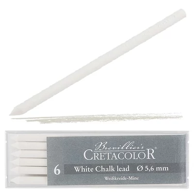 Mină creion mecanic Cretacolor, 5,6 mm - pastel alb, 6 buc