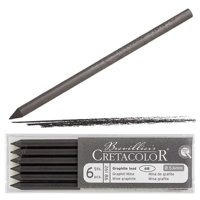 Mină creion mecanic Cretacolor, 5,6 mm - grafit, 6B, 6 buc