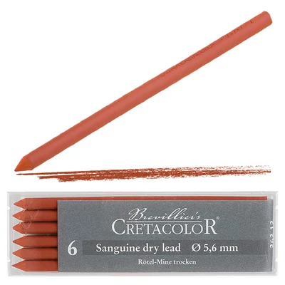 Mină creion mecanic Cretacolor, 5,6 mm - sanguine, uscat, 6 buc