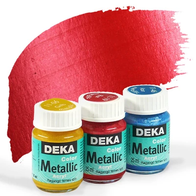 Vopsea acrilică metalizată  Deka Color Metallic 25 ml - 19 roșu