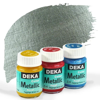 Vopsea acrilică metalizată  Deka Color Metallic 25 ml - argint 96