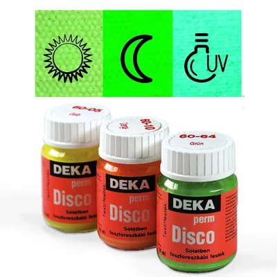 Vopsea textilă Deka Perm Disco strălucitoare în întuneric - 64 verde