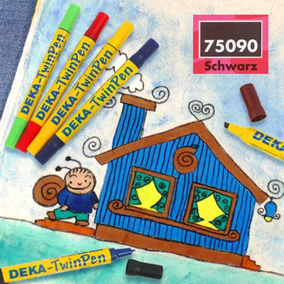 Marker textil cu capete duble Deka TwinPen - 90 negru