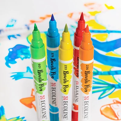 Talens Ecoline Brush Pen markere acuarelă cu vârf pensulă   - culori diverse