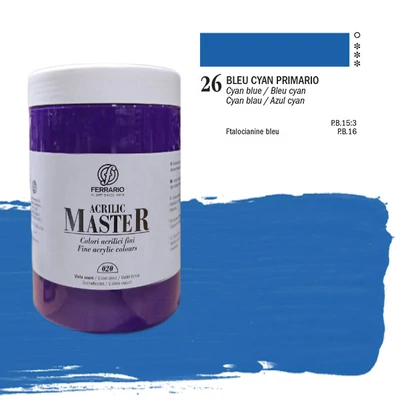 Ferrario Master vopsea acrilică, 1000 ml - 26, cyan blue