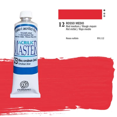 Ferrario Master vopsea acrilică, 60 ml - 12, red middle