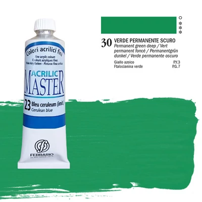 Ferrario Master vopsea acrilică, 60 ml - 30, permanent green deep