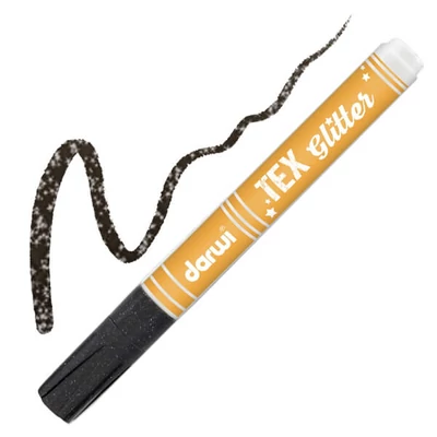 Marker textil Darwi Tex Glitter pentru material închis la culoare - negru