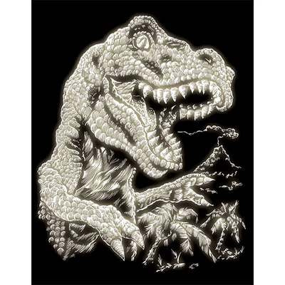 Kit de gravare a schițelor cu pix, 20x25 cm - Dinozaur, strălucire în întuneric