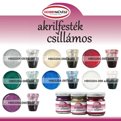 Vopsea acrilică Hobby Artist , 40 ml - sclipici, in diverse culori