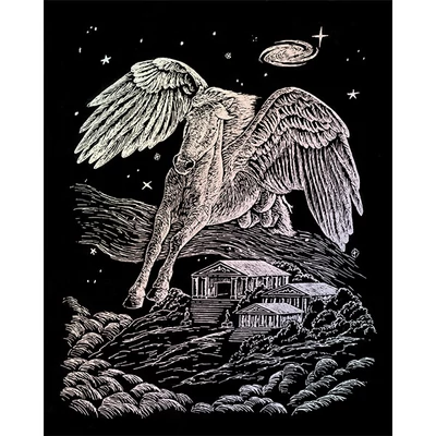 Set tablou gravură cu stilou gravură , 20x25 cm - Pegasus, holografic