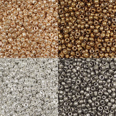 Mărgele rocailles, metalice, 2 mm - în diverse culori 