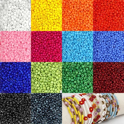 Mărgele rocailles , culoare solidă, 2 mm - în diverse culori