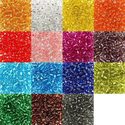 Mărgele rocailles, transparente, cu căptușeală argintie, 4 mm - în diverse culori 