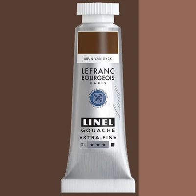 L&B Linel extra fine vopsea gouache, 14 ml - 111, van dyck brown