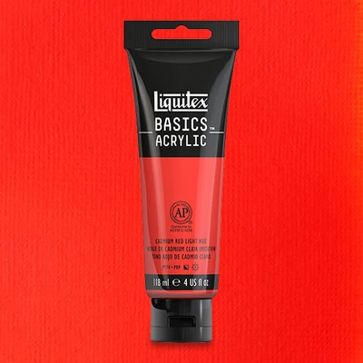 Liquitex Basics vopsea acrilică, 118 ml - 510, cadmium red light hue