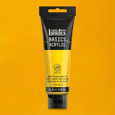 Liquitex Basics vopsea acrilică, 118 ml - 830, cadmium yellow medium hue