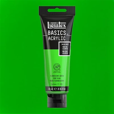 Liquitex Basics vopsea acrilică, 118 ml - 985, fluorescent green
