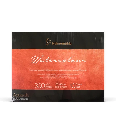 Bloc acuarelă Hahnemühle Watercolor Mould-made premium, 300 g, 10 coli, 30x40 cm, semi rugoasă