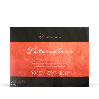 Bloc acuarelă Hahnemühle Watercolor Mould-made premium, 300 g, 10 coli, 30x40 cm, rugoasă