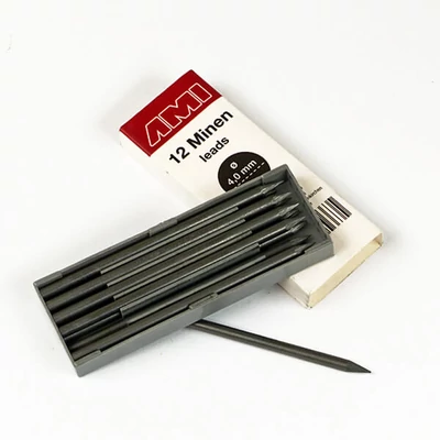 Mină creion mecanic AMI, 4 mm - grafit, 4B, 12 buc