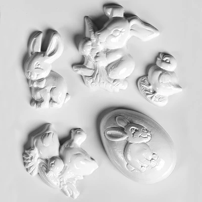 Matriță   plastic HobbyArtist - Paste VI. iepurași, pui, 5 buc