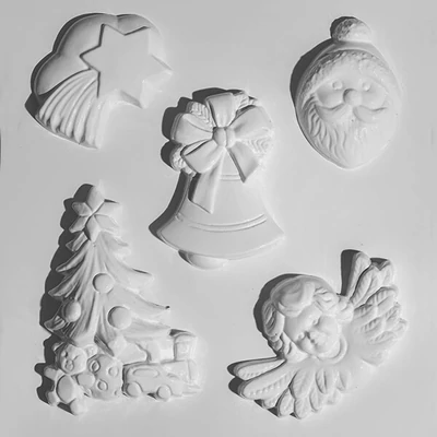 Matriță   plastic HobbyArtist - miniatura de Craciun III. protagonisti, 5 buc