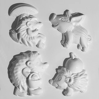Matriță   plastic HobbyArtist - arici, purcei salbatici, 4 buc