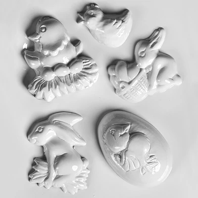 Matriță plastic HobbyArtist - Iepurași de Paște I, găină, pui, 5 buc