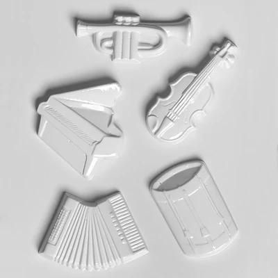 Matriță   plastic HobbyArtist - instrumente muzicale, 5 buc