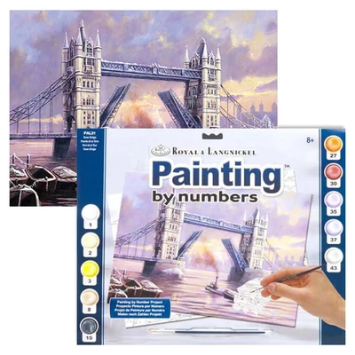Set de colorat după numere, culori acrilice+pensulă, 29x39 cm - Tower Bridge