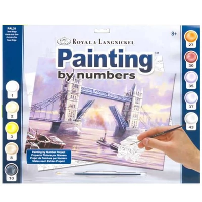 Set de colorat după numere, culori acrilice+pensulă, 29x39 cm - Tower Bridge