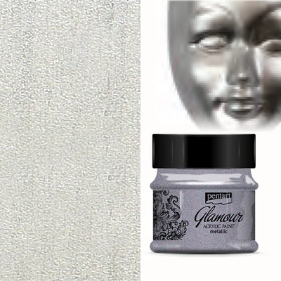 Vopsea acrilică Glamour metalizată, 50 ml - platină