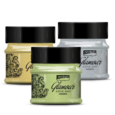 Vopsea acrilică Glamour metalizată , 50 ml - în diverse culori