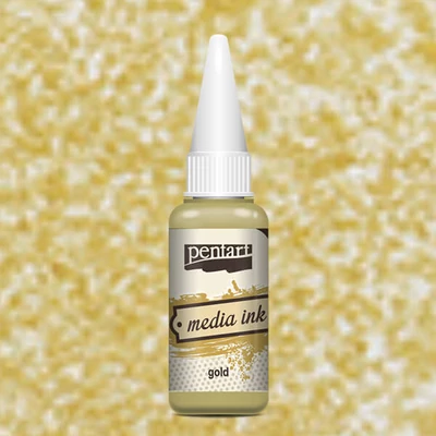 Pentart Media ink, vopsea cerneală , 20 ml - auriu metalic