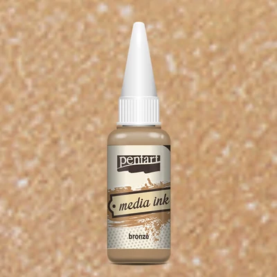Pentart Media ink, vopsea cerneală, 20 ml - bronz metalic