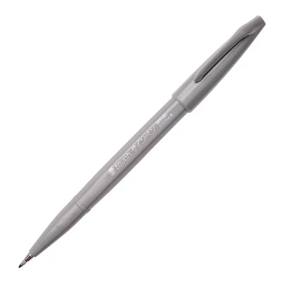 Pentel Brush Sign Pen marker pensulă , SES15C-N, gri