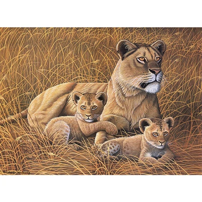 Set de colorat după numere, culori acrilice+pensulă, 29x39 cm - Leu african