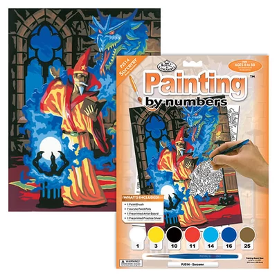 Set de colorat după numere, culori acrilice+pensulă, 22x30 cm - Wizard