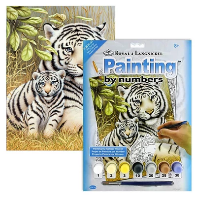 Set de colorat după numere, culori acrilice+pensulă, 22x30 cm - Tiger