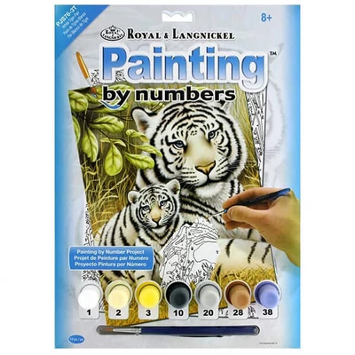 Set de colorat după numere, culori acrilice+pensulă, 22x30 cm - Tiger
