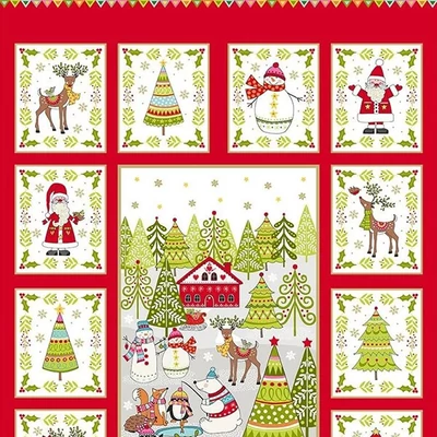 Material Patchwork - Makower - Festive Christmas 2019 2106-1 Panel, 60cm