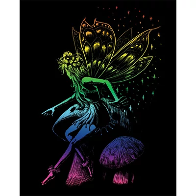 Set tablou gravură cu stilou gravură , 20x25 cm - Zână, curcubeu
