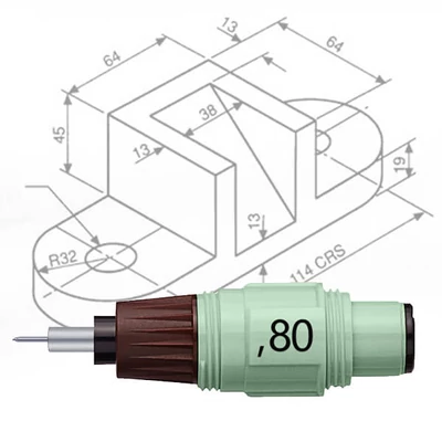 Rotring Isograph peniță stilou tubular - 0,80 mm