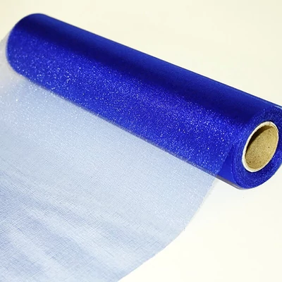 Piesă centrală de masă  din organza, 23,5 cm, 10 metri - 034, albastru închis