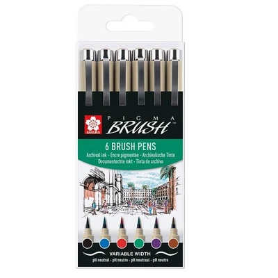 Sakura Pigma Brush Set markere pensulă , 6 buc