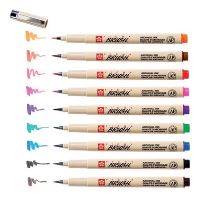 Sakura Pigma Brush Set markere pensulă , 9 buc